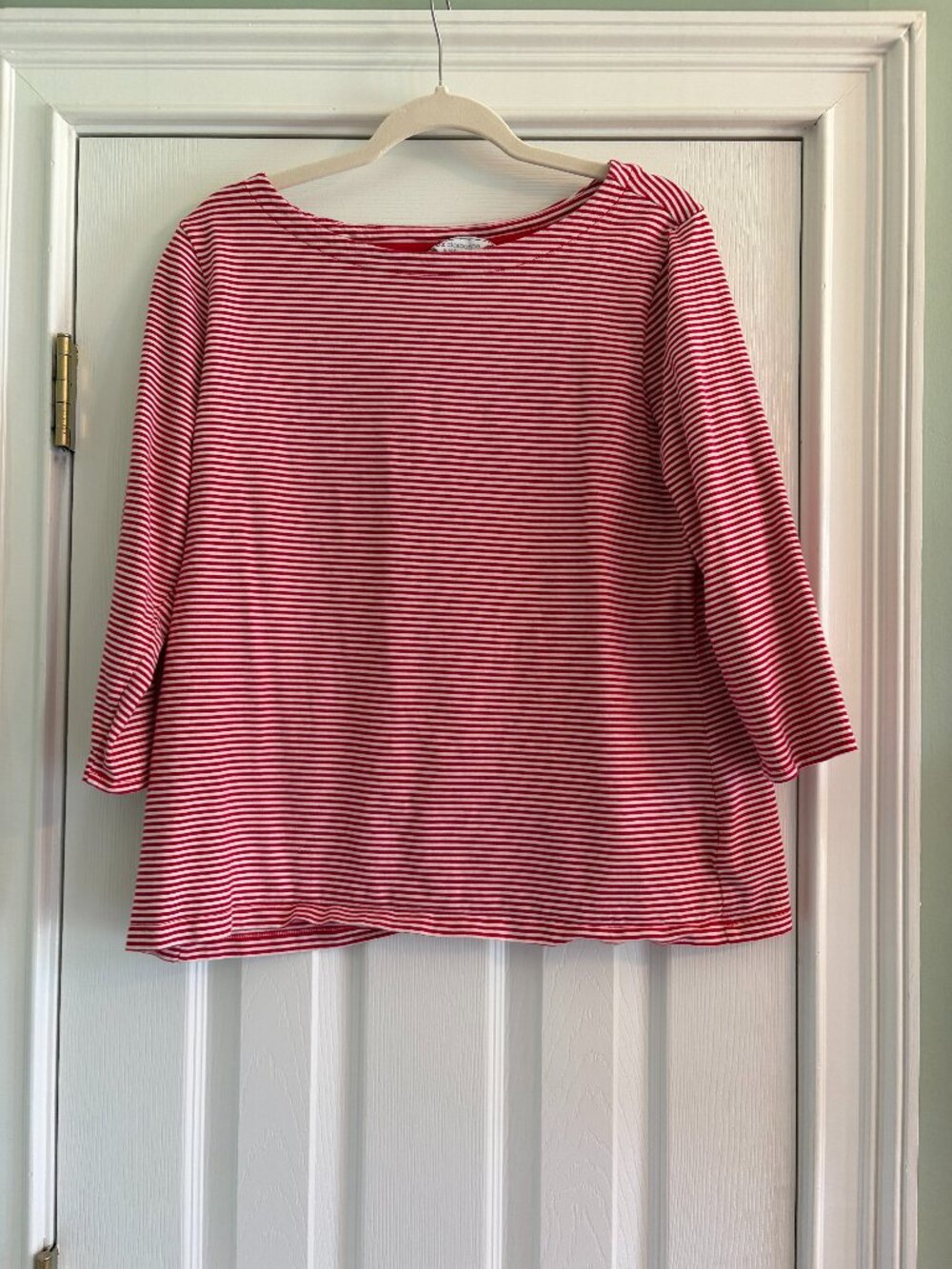 Liz Claiborne XL Red and White Strip 100% Organic Cotton Tee Shirt